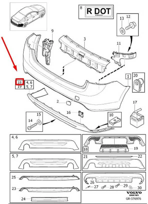 VOLVO S60 MK2 galinis bamperis Volantinė panelė Originali 31383087