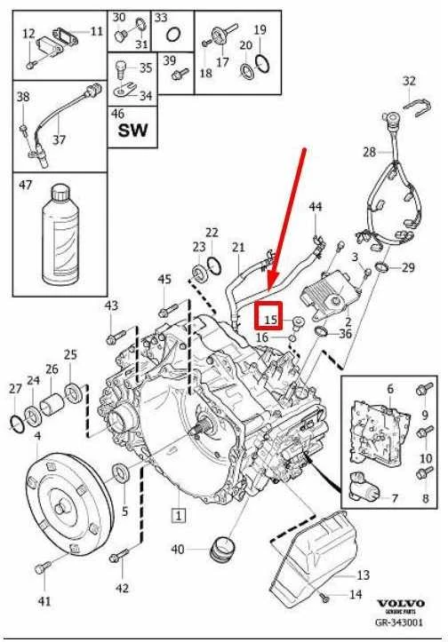 VOLVO S60 MK2 Transmisijos alyvos užpildymo varžto kištukas originalus 30713217