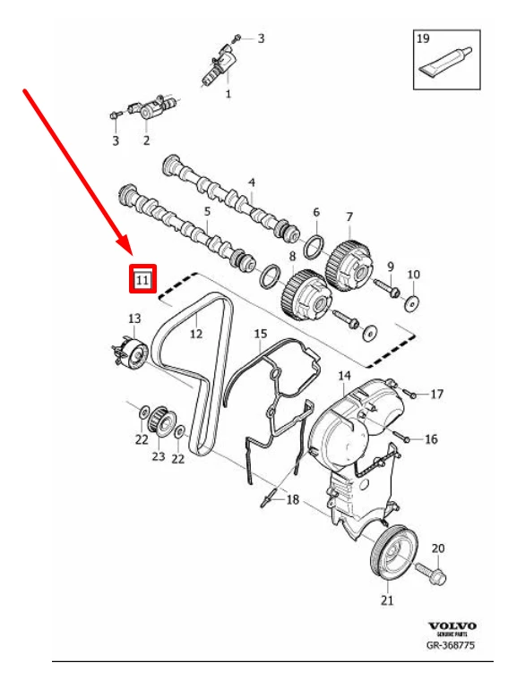 VOLVO S60 MK2 variklio paskirstymo diržo rinkinys 31330784 Originalus