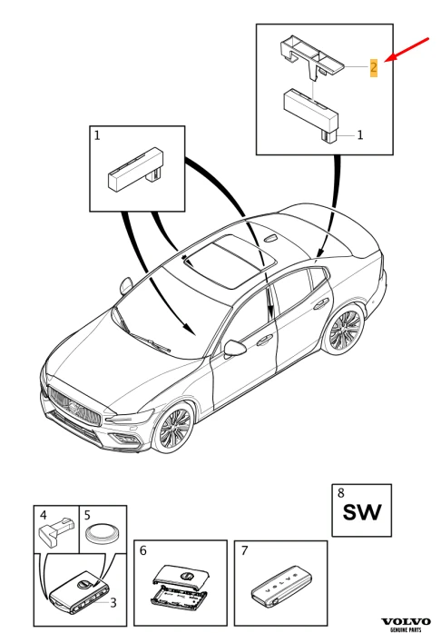 VOLVO S60 MK3 galinio įjungimo be rakto antenos laikiklis Originalus 31419515