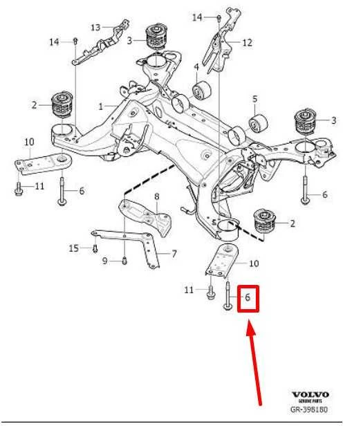VOLVO S60 MK3 kairės pusės pakabos kryžminio elemento tvirtinimo varžtas originalus 30640914