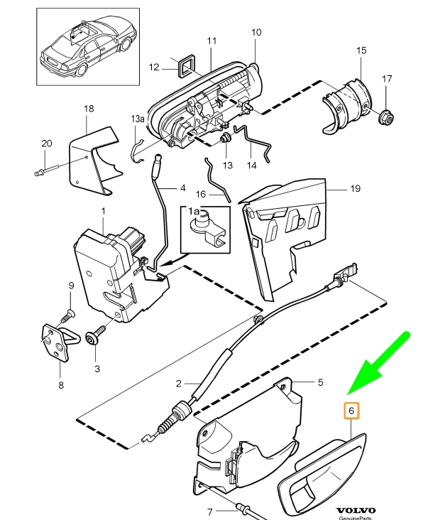 VOLVO S80 MK1 galinių dešiniųjų durų rankenos vidinis rėmelis originalus 30784734
