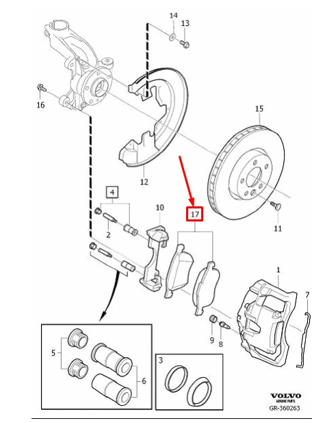 VOLVO S80 MK2 priekinių ratų stabdžių trinkelės Originalios 30793857