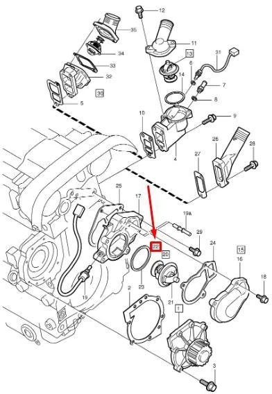 Volvo S80 XC90 termostato korpuso tarpinių rinkinys Originalus 270854