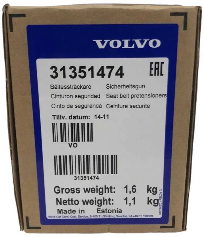"Volvo" saugos diržų įtempikliai Originalūs 31351474