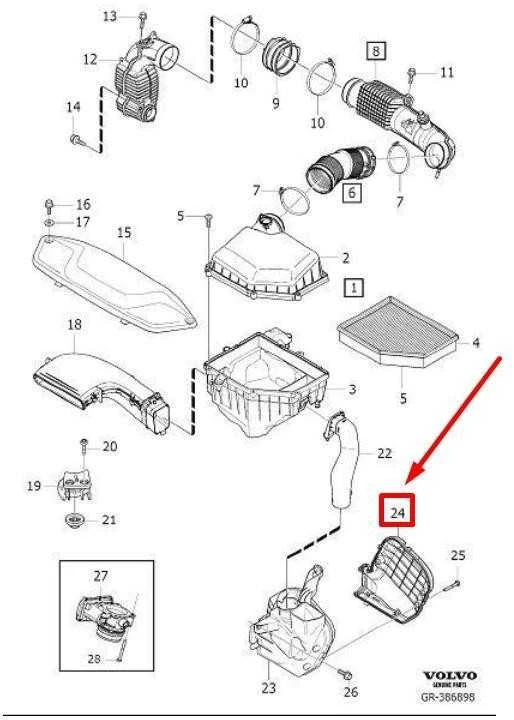 VOLVO V40 hečbeko oro valytuvo ir droselinės sklendės korpuso dangtelis originalus 31338665