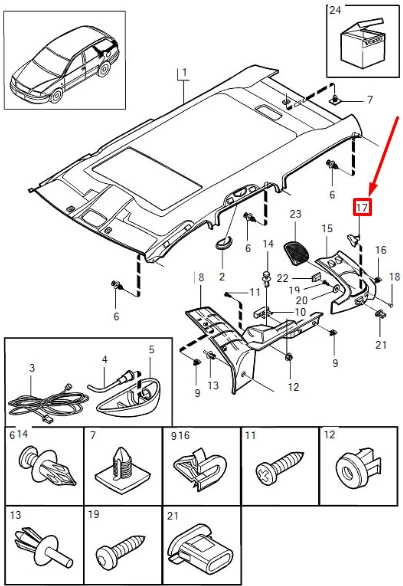 VOLVO V40 MK1 stogo dešinioji tvirtinimo plokštelė 30630310 Originali