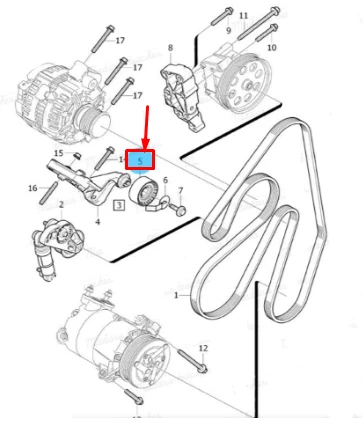 VOLVO V60 variklio V formos diržo kreipiamasis skriemulys Originalus 31359864