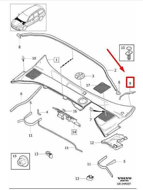 VOLVO V70 MK3 kairės pusės gaubto grotelių šoninis dangtelis Originalus 31218594