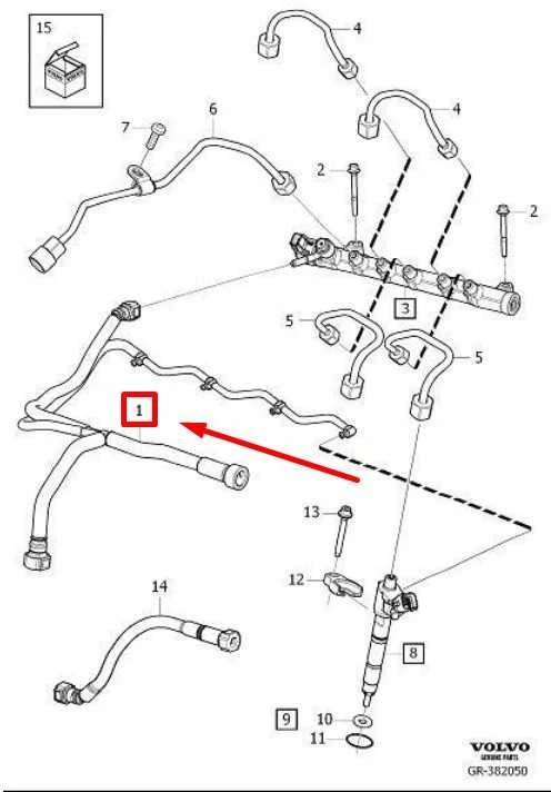 VOLVO V70 MK3 Kuro grąžinimo vamzdžio žarna Originali 31452374