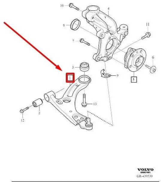 VOLVO XC40 apatinė priekinė kairioji valdymo svirtis Originali 32221283