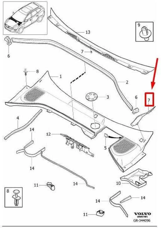 VOLVO XC60 MK1 Dešinės pusės skydelio dangtis Originalus 31297704