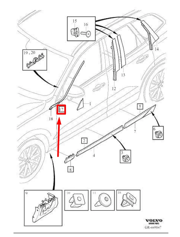 Volvo XC60 Priekinis Dešinysis A Stulpelio Aplankas 32210591 Originalus