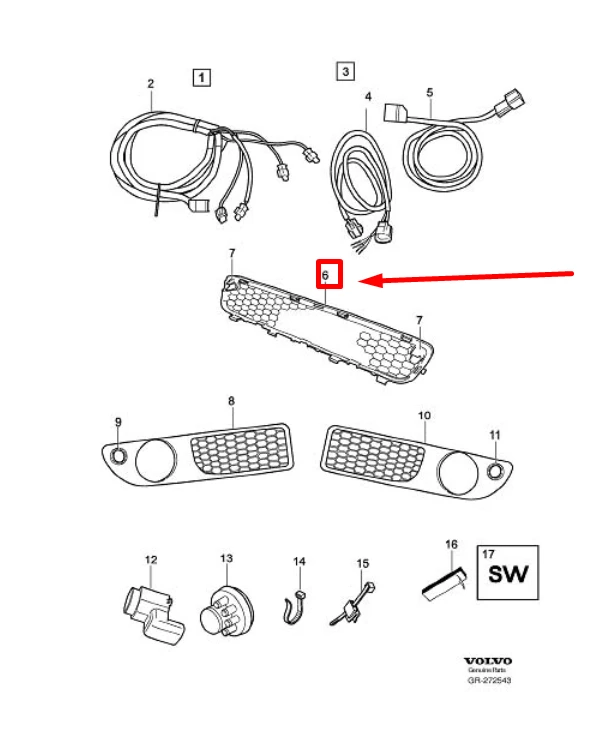 VOLVO XC70 MK2 Radiatoriaus grotelės 30796475 Originalios