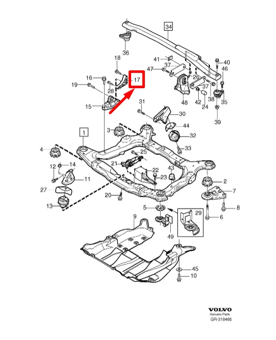 VOLVO XC90 MK1 dešinysis variklio laikiklis Originalus 31277333