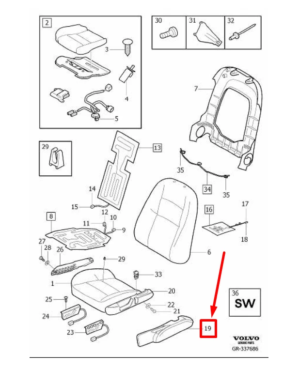 VOLVO XC90 MK1 priekinė kairės pusės sėdynės panelė originali 39876060