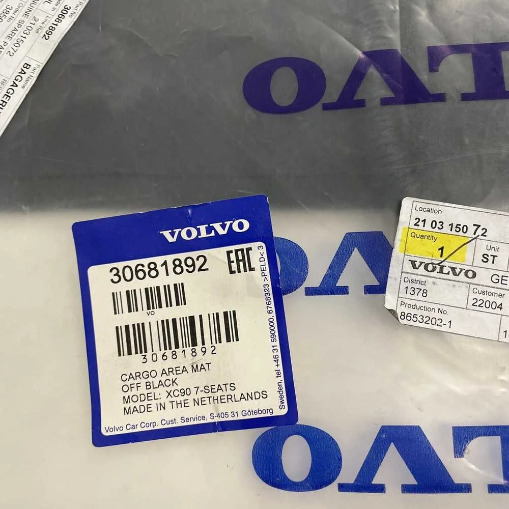 VOLVO XC90 MK1 Tekstilinis pilkas krovinių kilimėlis Originalus 30681892