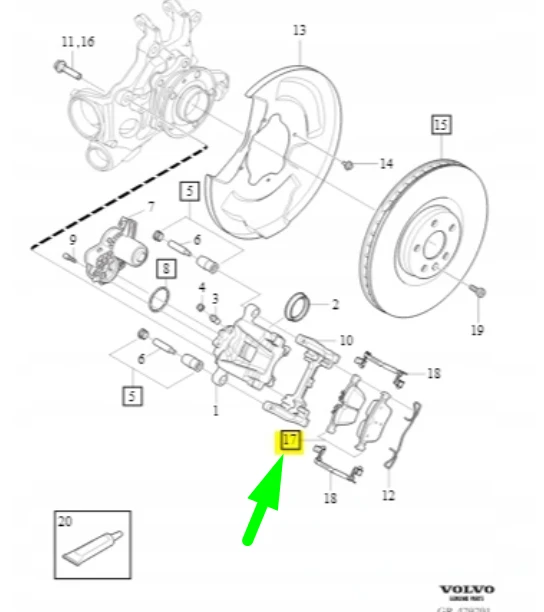 VOLVO XC90 MK2 galinių ratų stabdžių trinkelių rinkinys Originalus 32287446