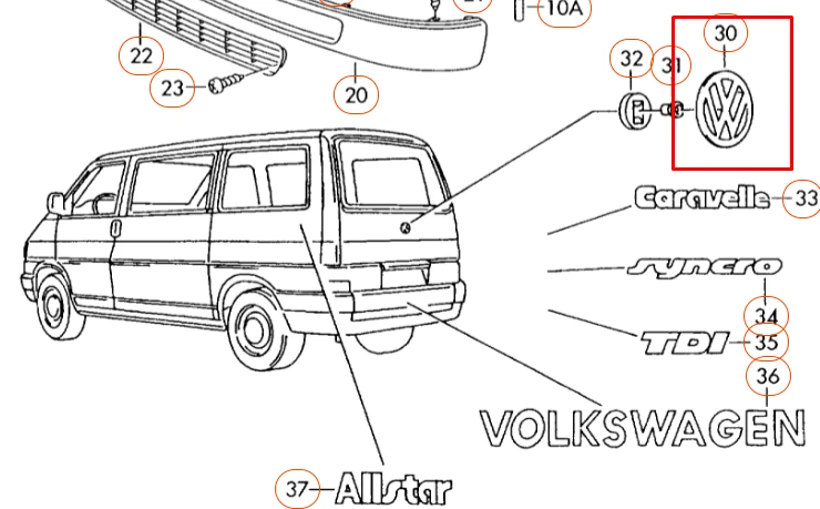 Vw Transporter 1991 2004 Chromuota Emblema Vag Originalus 701853601FDRR