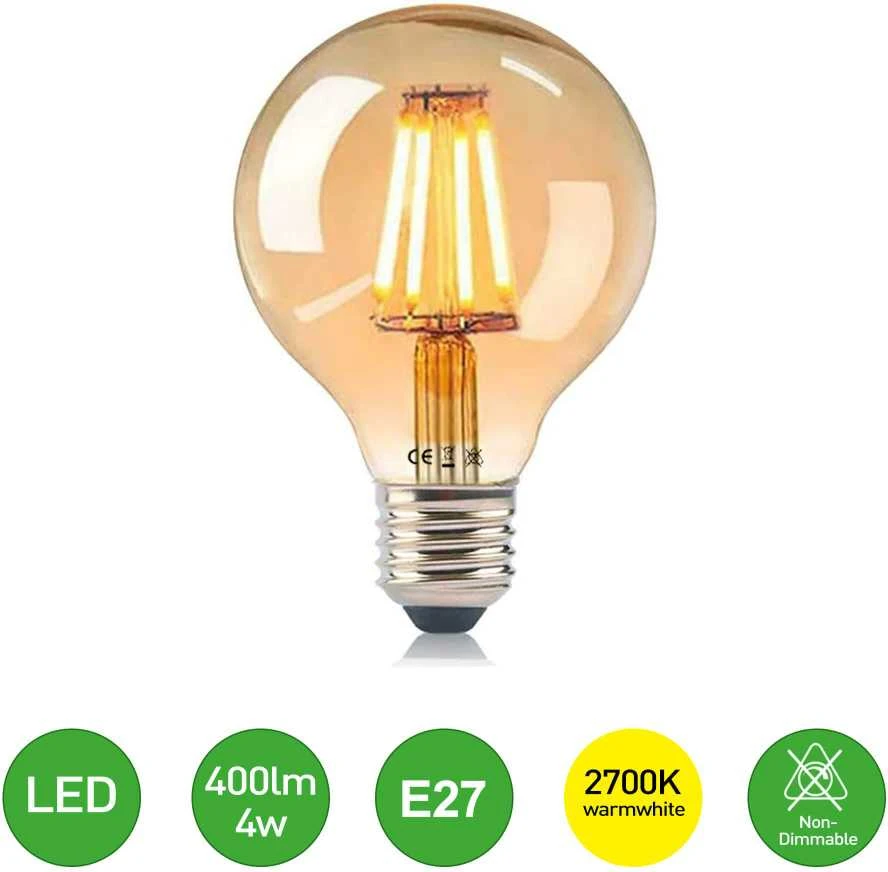 2vnt. 4W E27 2700K-3000K LED filamentinė lemputė