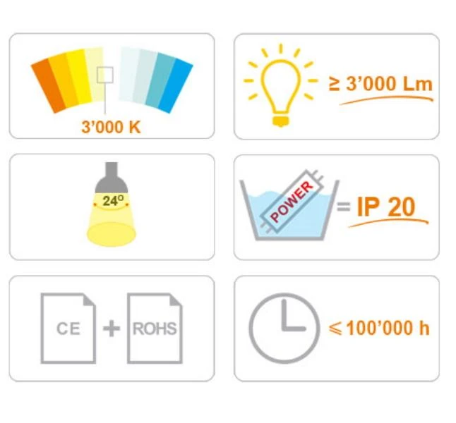 30W 3000K LED šviestuvas Juodas (šilta balta)