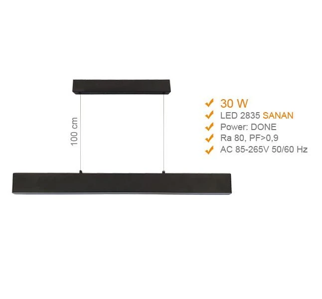 30W 3000K LED šviestuvas Juodas (šilta balta)