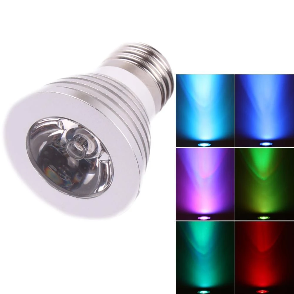 3W LED RGB E27 lemputė su pulteliu keičianti spalvas