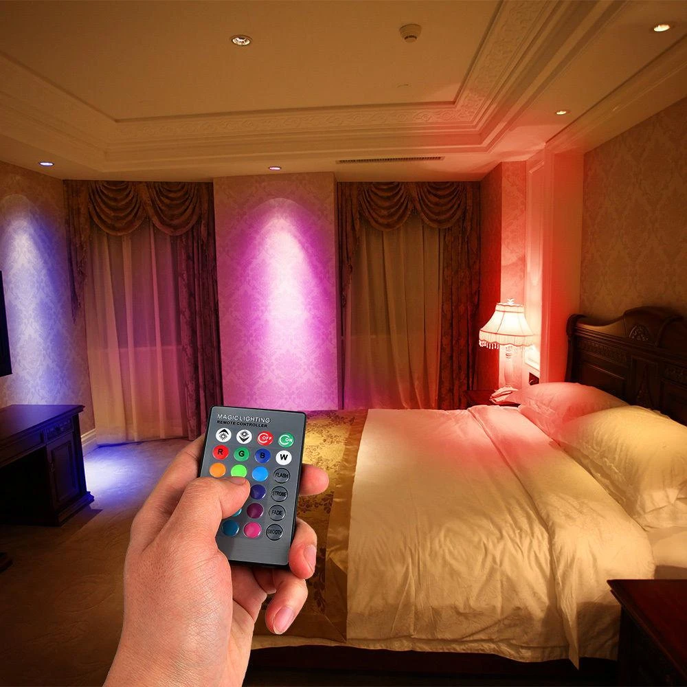 3W LED RGB E27 lemputė su pulteliu keičianti spalvas