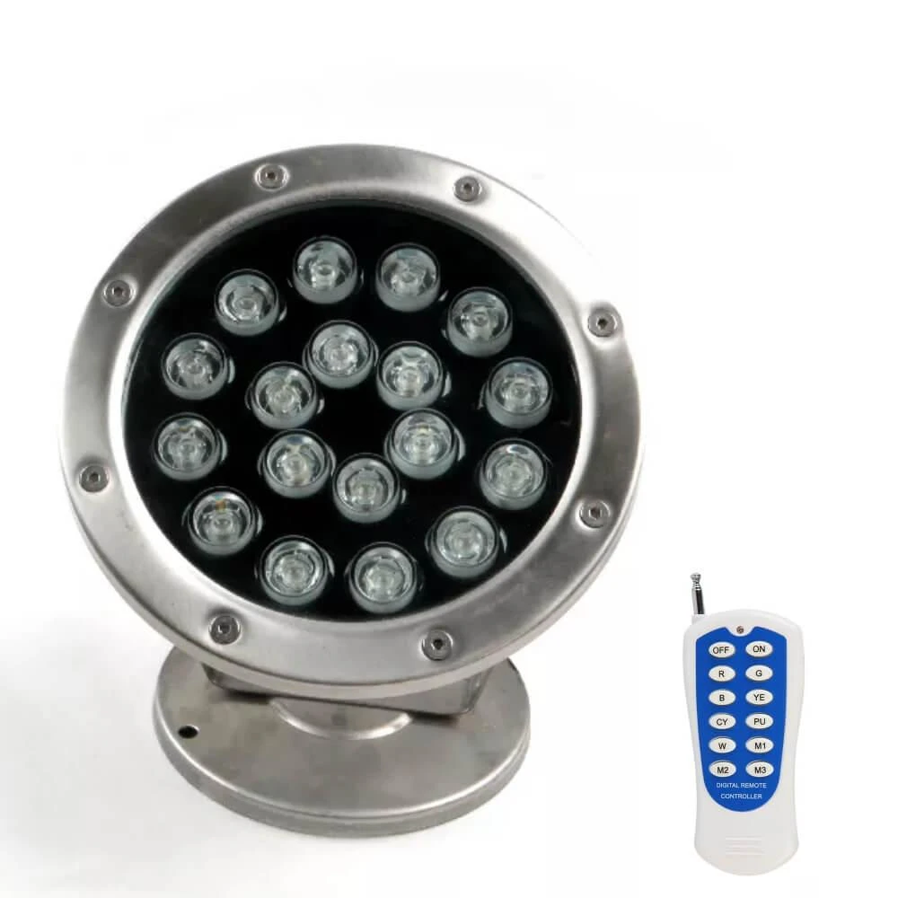 IP68 DC12V RGB 18W LED Šviestuvas su nuotolinio valdymo pulteliu