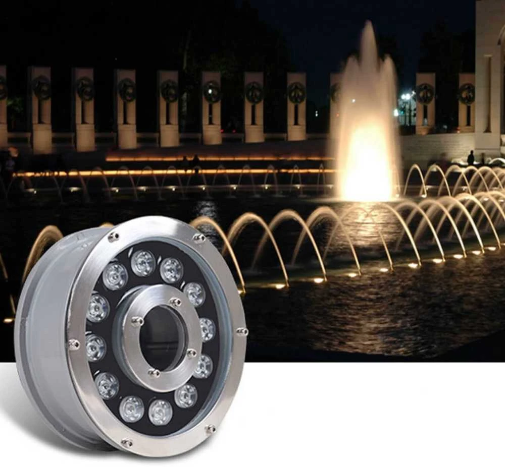 IP68 DC12V RGB LED fontano šviestuvas 12W su nuotolinio valdymo pulteliu
