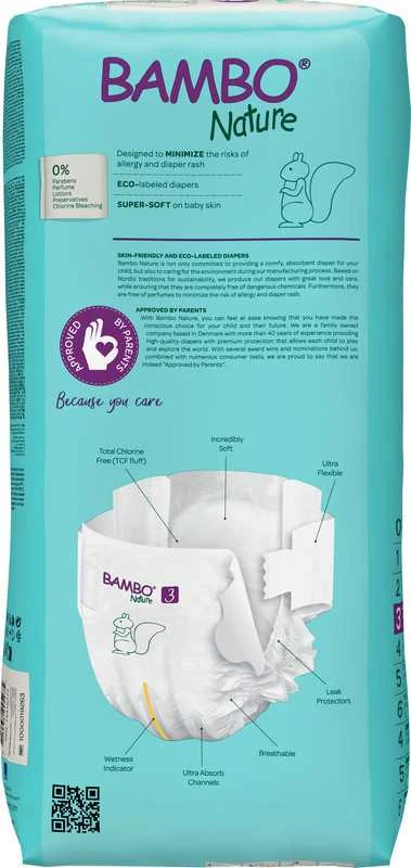 Abena BAMBO NATURE ekol. sauskelnės 3 (4-8kg), 52vnt.