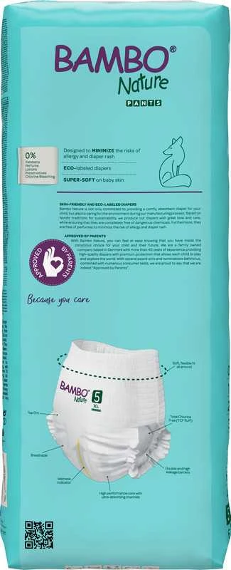 Sauskelnės-kelnaitės Abena Bambo Nature, 5 dydžio, 11–17 kg, 38 vnt.