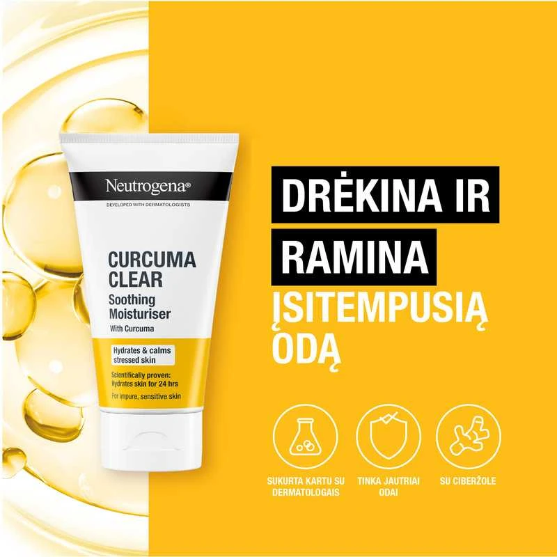 „Neutrogena Curcuma Clear Soothing Moisturiser“ dieninis kremas