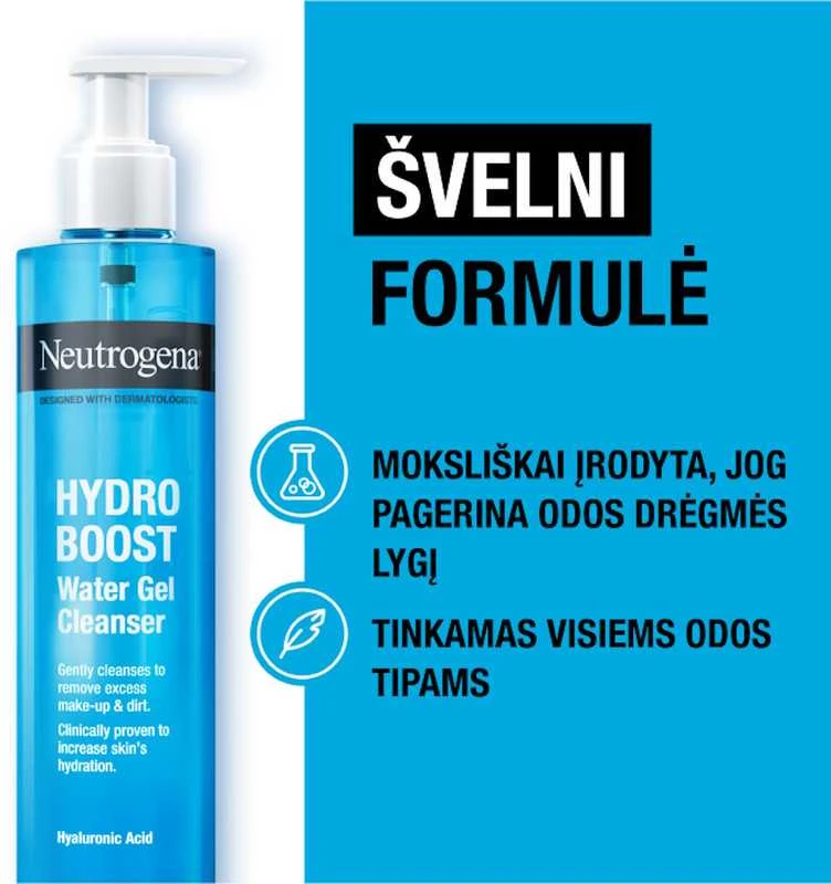 Neutrogena Hydro Boost Vanduo Gel Valiklis Cleansing Gel unisex, 200 ml