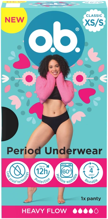 Johnson O.B. menstruacinės kelnaitės XS,S, 1 vnt
