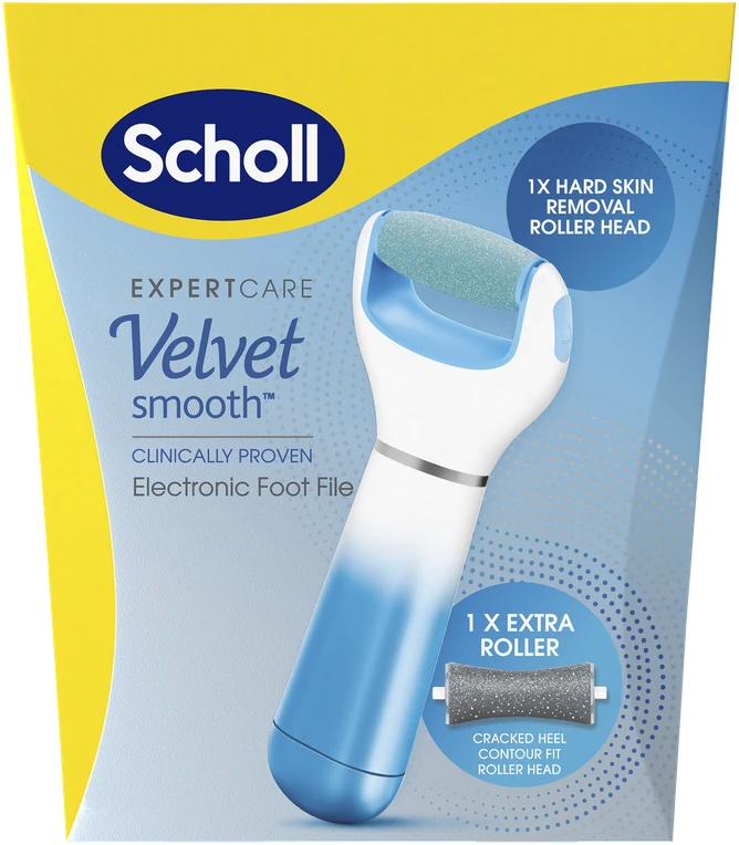 Scholl Velvet Smooth elektroninis pėdų šveitiklis + galvutė 1 vnt. aprašymas - Prekės nuotrauka