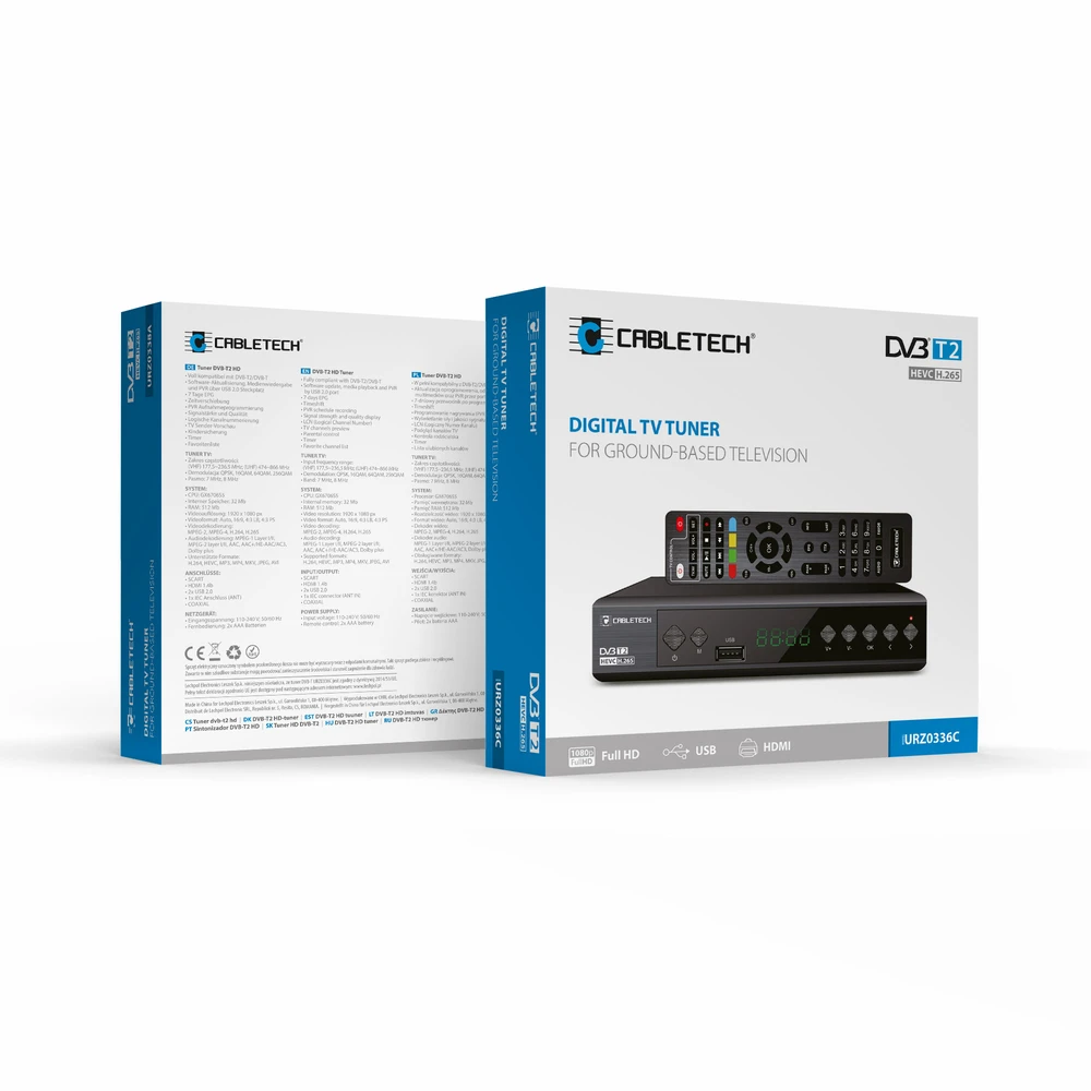 Skaitmeninės TV imtuvas „Cabletech URZ0336C“, DVB-T/T2, H.265 HEVC