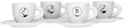 4 espreso puodelių rinkinys BIALETTI CAROUSEL Porcelianas 4x 50 ml Baltas