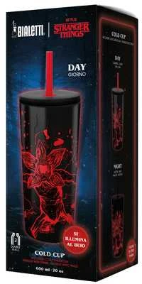 Bialetti - kelioninis puodelis su šiaudeliu „Stranger Things“, 600 ml - šviečia tamsoje