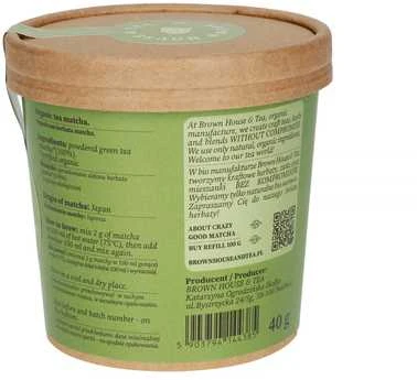 Crazy Good Matcha arbatos pakuotės galinė pusė
