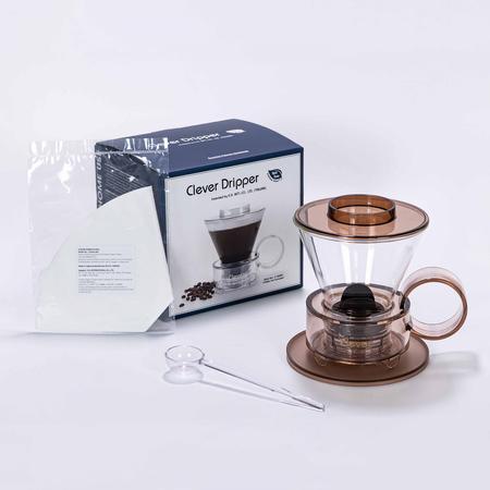 Clever Dripper - Stiklas 500ml Permatomas rudas