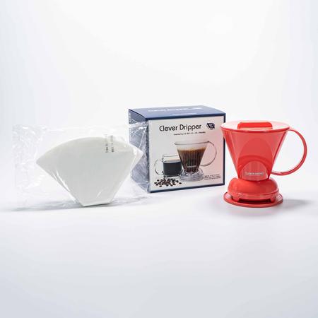 Clever Dripper - L 500ml Coral Raudona + 100 Filters