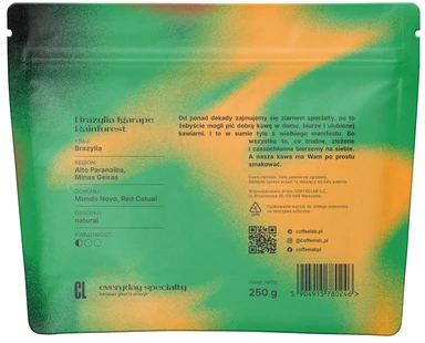 Kavos pupelės Coffeelab Kavos pupelės Brazilija Igarape Rainforest 250g