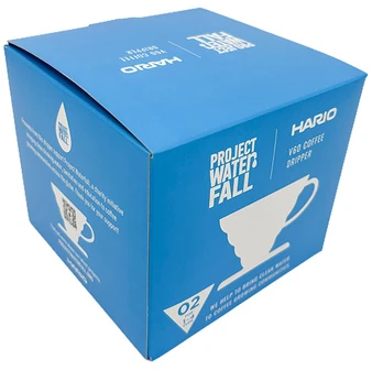 Hario - Plastic Drip V60-02 Project Waterfall Transparent Mėlyna