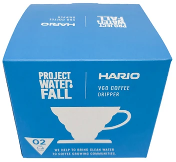 Hario - Plastic Drip V60-02 Project Waterfall Transparent Mėlyna