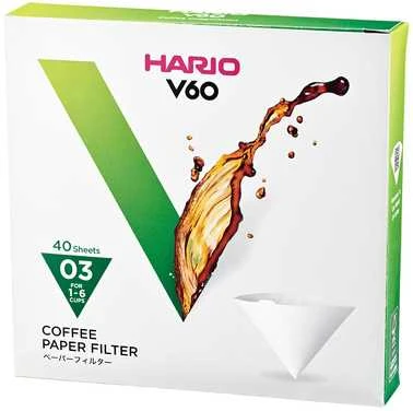 Hario V60-03 kavos filtrai - 40 vnt pakuotė
