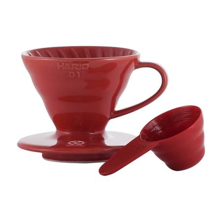 Hario V60-01 keramikinis kavos lašintuvas raudonas