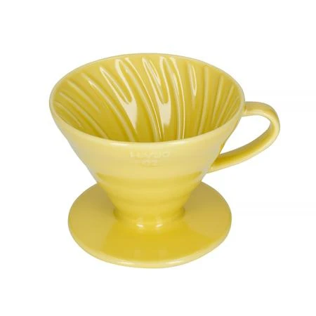 Geltonas keraminis Hario V60-02 kavos filtras