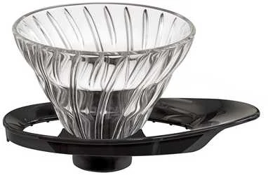 Hario V60 Glass Drip 01 - Juodas, with scoop