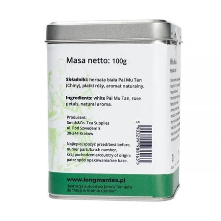 Long Man Tea Baltoji rožė - pakuotės galinė pusė